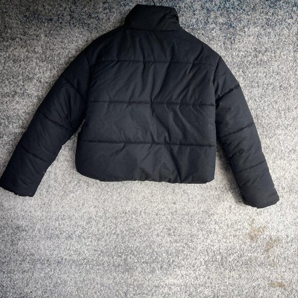 ATWYLD Jacket Womens Large Black Cropped Puffer Quilted Zip Front High Collar - Picture 5 of 8